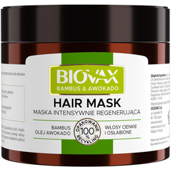 Biovax Maska do włosów,  Bambus & Olej Awokado, 250 ml