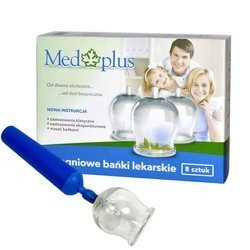 Bańki bezogniowe lekarskie szklane 8 sztuk, Med Plus