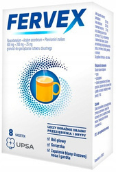 Fervex, smak cytrynowy, 8 saszetek (import)