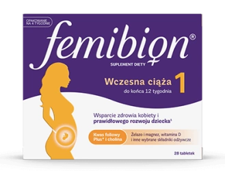 Femibion 1 Wczesna Ciąża, Kwas foliowy Plus, 28 tabletek