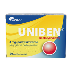 Uniben 3 mg, pastylki do ssania, smak cytrynowy, 20 sztuk