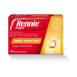 RENNIE FRUIT SMAK OWOCOWY 24 TABLETKI DO SSANIA