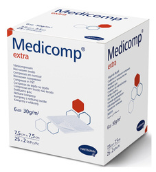KOMPRESY JAŁOWE MEDICOMP EXTRA 7,5 X 7,5CM 50SZTUK