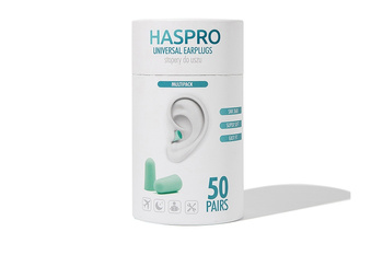 Haspro Universal Tube 50, stopery do uszu, 50 par (kolor miętowy)