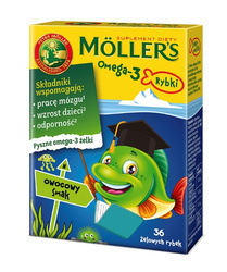 Moller's Omega-3 Rybki, smak owocowy, żelki, 36 sztuk