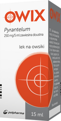 Pyrantelum OWIX, 250 mg/5 ml, zawiesina doustna, 15 ml