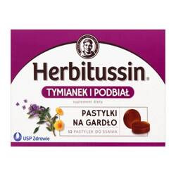 HERBITUSSIN TYMIANEK I PODBIAŁ 12TABLETEK DO SSANIA