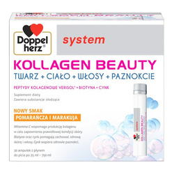Doppelherz System Kollagen Beauty, pomarańcza-marakuja, 30 ampułek po 25 ml