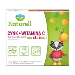 Naturell Cynk + Witamina C dla dzieci 60 tabletek