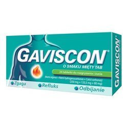 GAVISCON 24TABLETKI DO ROZGRYZANIA I ŻUCIA,S.MIĘTY