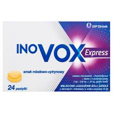 Inovox Express, pastylki do ssania, smak miodowo-pomarańczowy, 24 sztuki