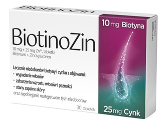 BiotinoZin 10MG + 25MG, biotyna+cynk, 30TABLETEK