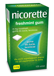 Nicorette Freshmint Gum 4 mg, gumy do żucia, 105 sztuk