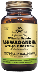 SOLGAR ASHWAGANDHA ,WYCIĄG Z KORZENIA 60KAPSUŁEK