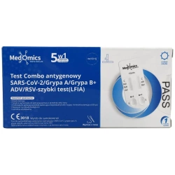Test Combo 5 w 1 COVID-19, Grypa A/B, RSV, Adenowirus, 1 sztuka
