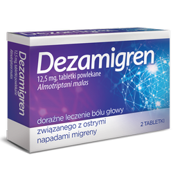 Dezamigren 12,5 mg, lek na migrenę, 2 tabletki