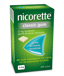 Nicorette Classic Gum 2 mg, gumy do żucia, 105 sztuk