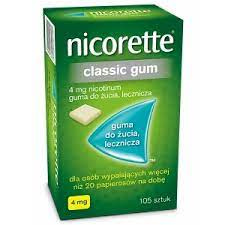 Nicorette Classic Gum 4 mg, gumy do żucia, 105 sztuk