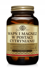 SOLGAR WAPŃ I MAGNEZ, POSTAĆ CYTRYNIANU 50TABLETEK