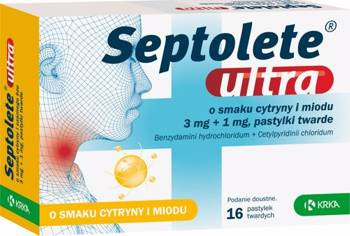 SEPTOLETE ULTRA, CYTRYNA I MIÓD 16PASTYLEK