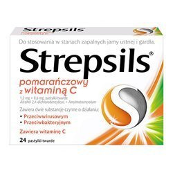 Strepsils pomarańczowy z witaminą C 24 pastylki do ssania