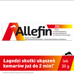 ALLEFIN ŻEL , ukąszenia, alergia, komary, 30G