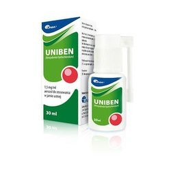 Uniben 1,5mg/1ml, aerozol na ból gardła, 30 ml